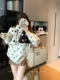 Retro temperament polka dot sweater women's autumn new Korean style fat girl slimming versatile knitted cardigan top jacket
