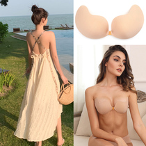 Bra gathered backless suitable for wearing underwear inside suspenders Invisible beautiful back transparent shoulder strap bra summer