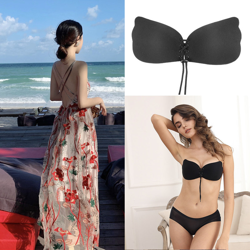 Wearing a dress backstay exclusive underwear suspender skirt large chest pull goddess bra bra bra beautiful back bra summer