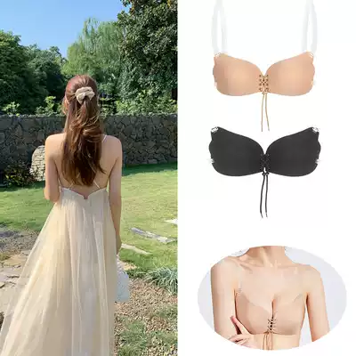 No steel ring back bra dual-use dress underwear invisible wedding dress special small chest gathered silicone chest patch backless women