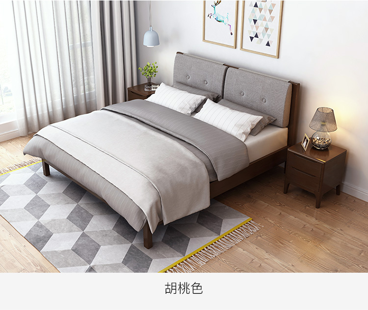 Nordic gỗ rắn giường đôi 1,8 m bằng 1,5m màu gỗ giường mềm master bedroom kinh tế Nhật Bản hiện đại nhỏ gọn - Giường giá giường gỗ