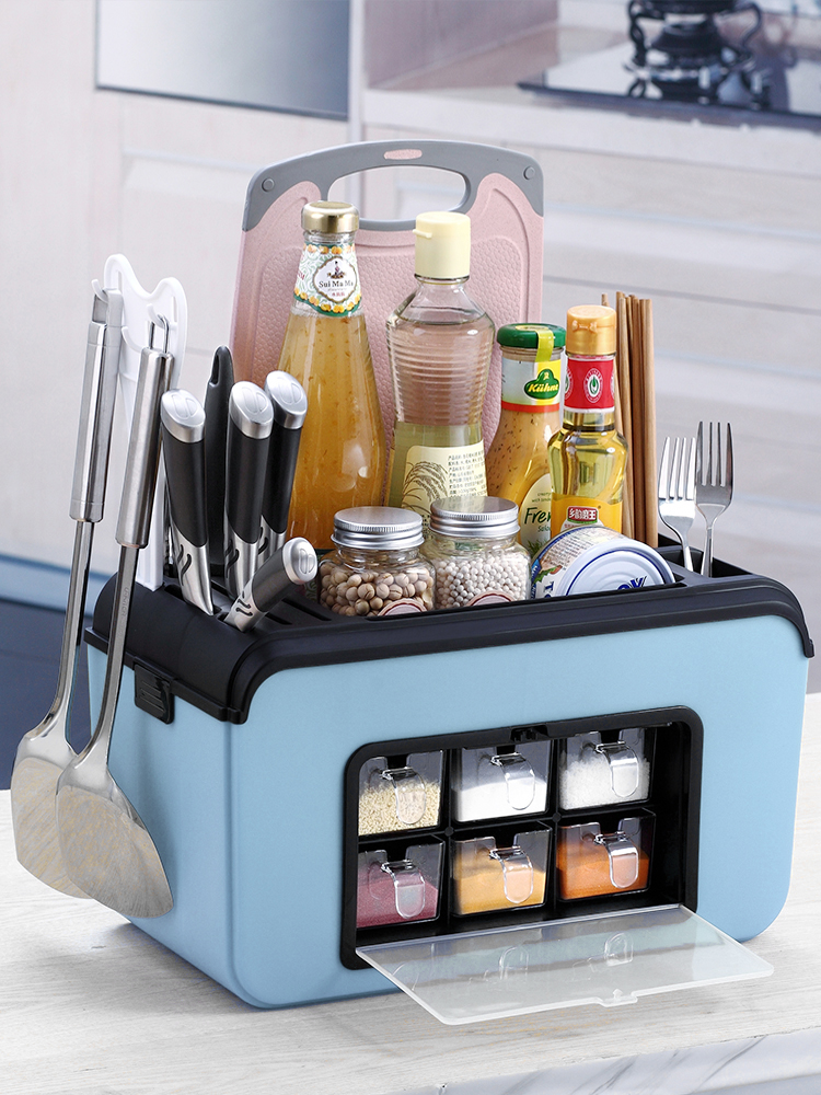 Kitchen seasoning box set Household with lid seasoning jar bottle combination plastic box Salt and sugar seasoning supplies storage box