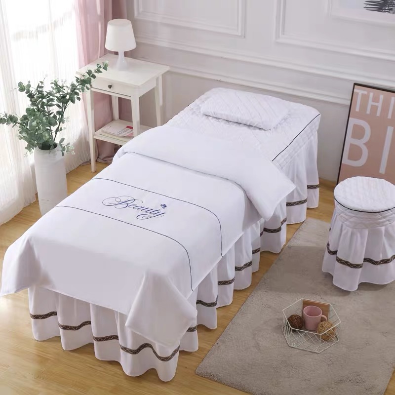 Beauty bedspread four-piece set European simple universal beauty salon bed set price massage bedspread four-piece set bed sheet light luxury