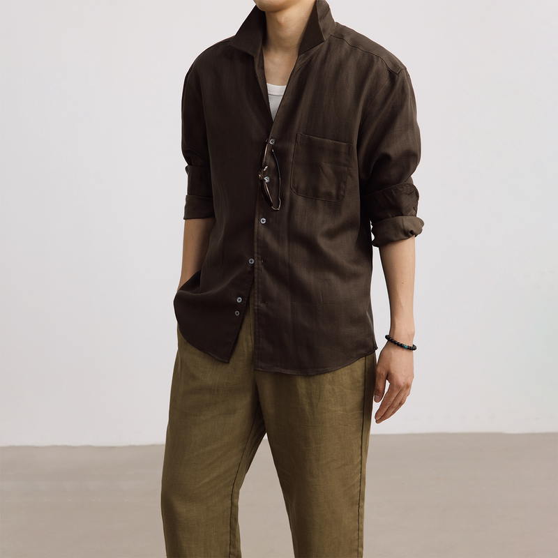 Linen Shirt, Old Money Style Casual Jacket, Long-Sleeved, Lightweight, Suitable for Commuting, Spring and Summer Vacation Linen Shirt, Old Money Style Casual Jacket, Long-Sleeved, Lightweight, Suitable for Commuting, Spring and Summer Vacation