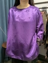 Silk Xiangyun yarn jacquard heavy satin Xiaobaxian long-sleeved top 8-12
