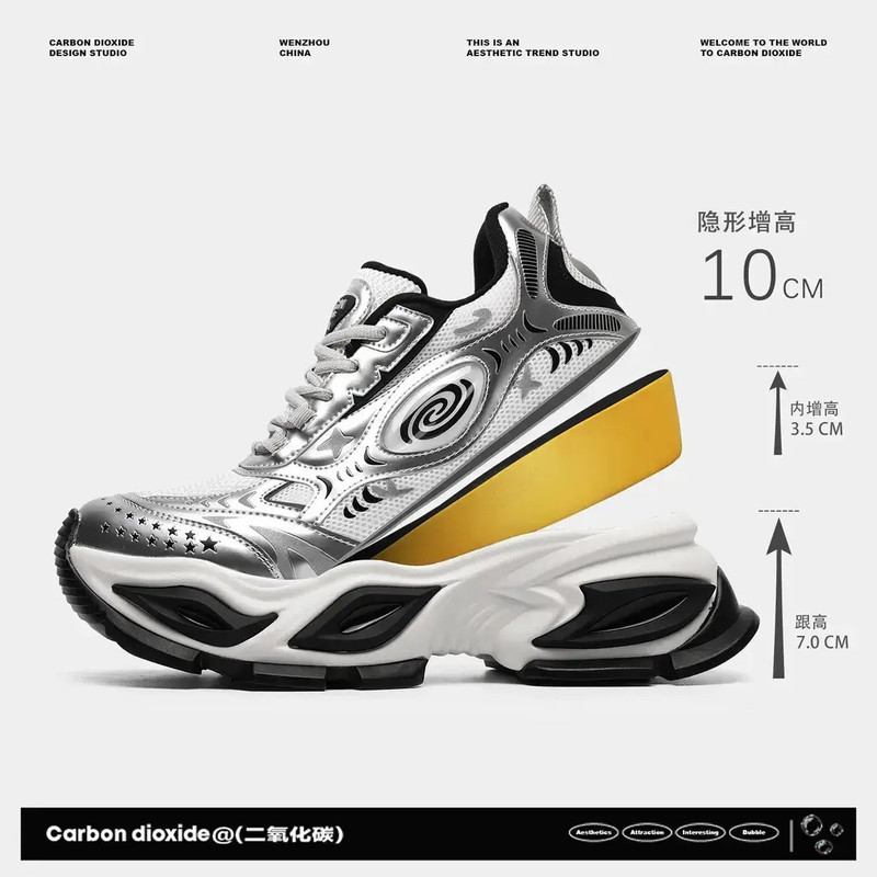 2026【Devil's Eye】10Cm Height-Increasing Liquid Silver Summer New Mesh Breathable Thick-Soled Retro Dad Shoes 2026【Devil's Eye】10Cm Height-Increasing Liquid Silver Summer New Mesh Breathable Thick-Soled Retro Dad Shoes