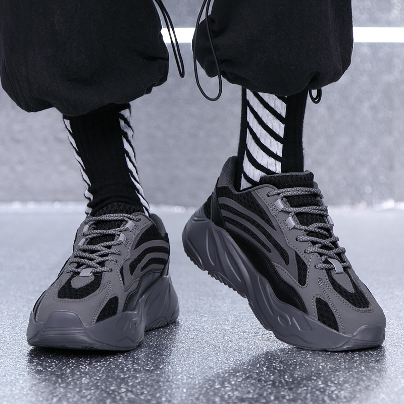 Large size sports and leisure men's shoes 45 coconut 2022 new autumn net red sneakers 47 old trendy shoes 46 black soul