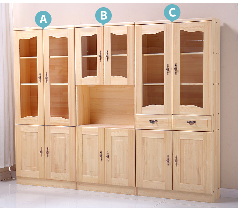 Tủ sách kết hợp của tủ sách gỗ rắn với dung lượng nhỏ gọn kính tủ tủ kệ sách kệ sách đa chức năng hiện đại - Buồng tủ treo quần áo