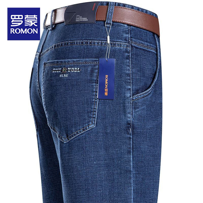 Lomon jeans male straight tube loose spring and autumn high waist casual business high end 2022 new middle - aged tide card