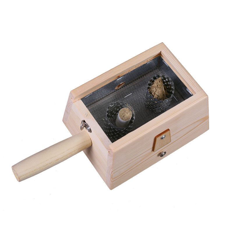 Wooden moxibustion box portable moxibustion warmer with 2 holes