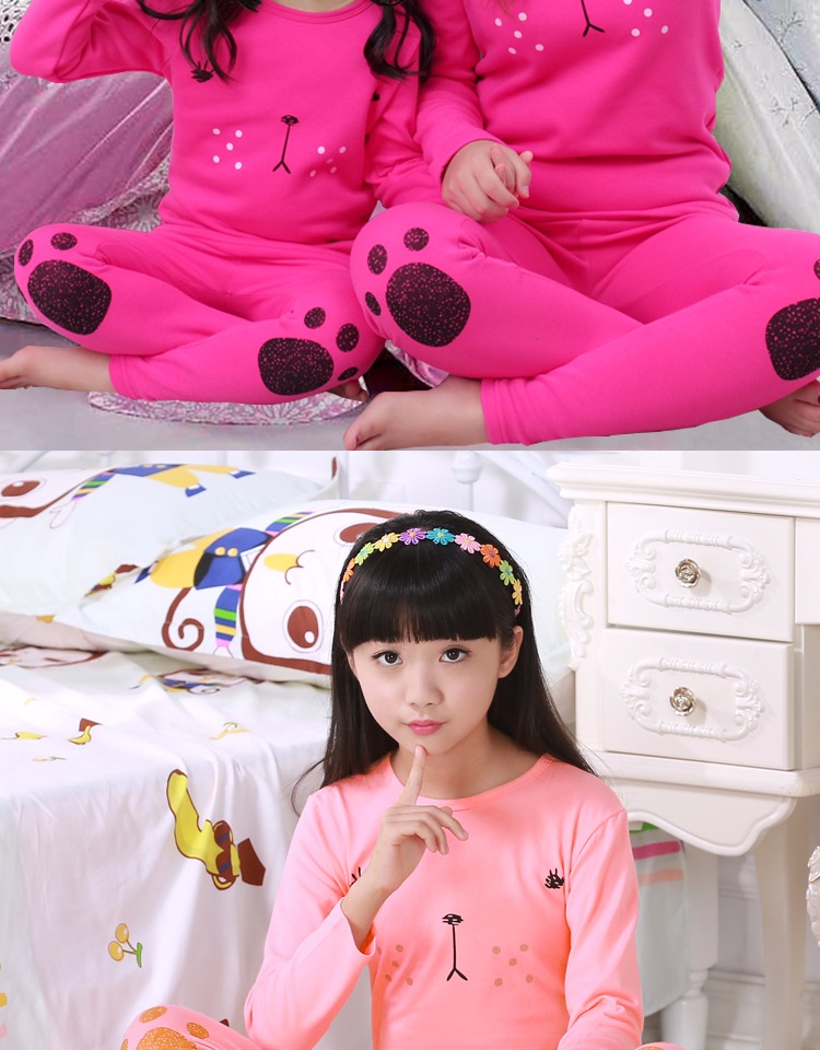 Bộ đồ lót trẻ em nhiệt cộng với đồ ngủ bằng vải nhung dày cô gái bé trai quần áo trẻ em mùa xuân và quần mùa thu quần dài quần áo trẻ em hàn quốc