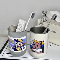 Japanese ins style toothbrushing cup mouthwash cup student home coffee cup light luxury creative simple stainless steel couple cup