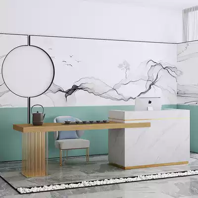 New Chinese imitation marble commercial front desk cash register counter clothing store Bar beauty salon company reception counter simple