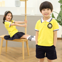Kindergarten garden clothes Summer clothes Summer yellow suit School uniforms for primary and secondary school students Pure cotton class clothes childrens short-sleeved sportswear