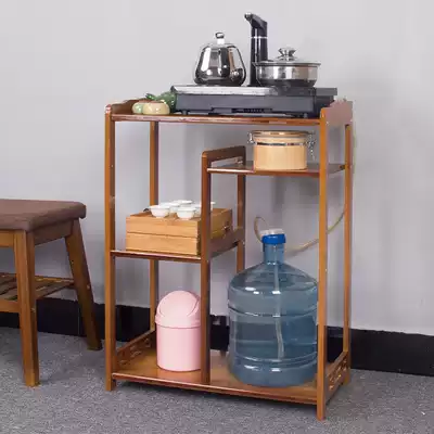 Pantry Removable Nordic simple bamboo pantry Coffee table Small pantry Kung Fu tea table storage rack