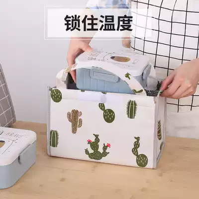 Women's portable insulation bag waterproof and oil-proof lunch bento bag Work with rice bento tape aluminum foil thickened canvas