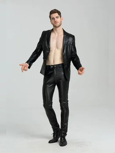 世林 Черные утепленные мужские штаны, в обтяжку, в корейском стиле