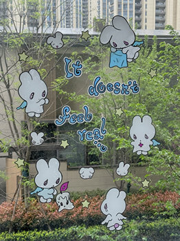 Onionion* Bird Bird One Angel Bunny Themed Atmosphere Decoration Glass Stickers Window Decals
