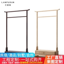New Chinese coat rack solid wood hanger Zen bedroom storage floor hanger box home stay Villa furniture spot
