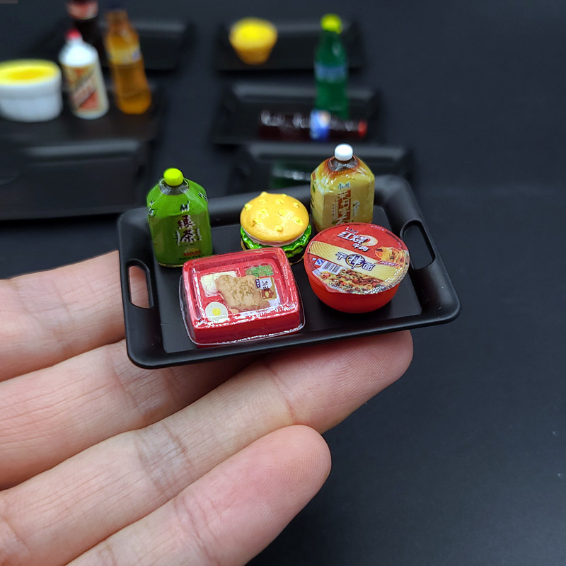 Doll house soldier accessories 1:12 miniature storage plate ob11 food play scene model mini square tray