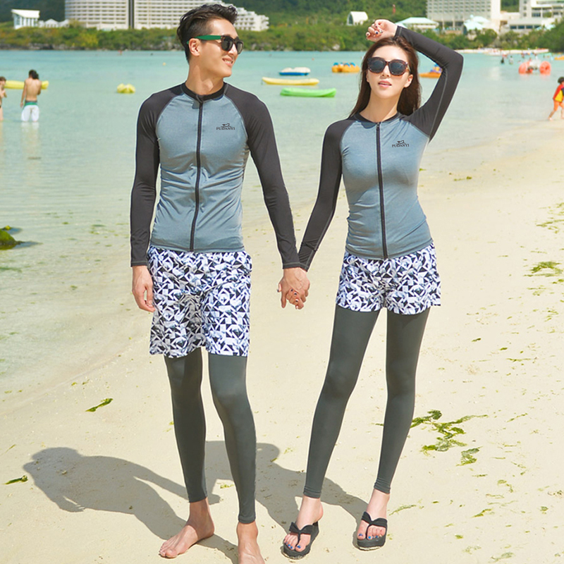 Couple wetsuit Female Korean snorkeling two-piece long-sleeved trousers swimsuit Male quick-drying sunscreen suit Surf jellyfish suit