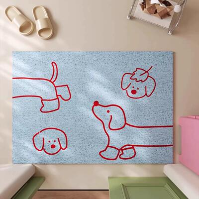 Korean-style linear doggy entrance door silk circle floor mat, simple entrance floor mat, mud and dirt scraping entrance mat, washable