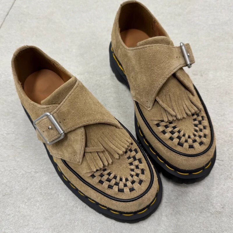 Loafers for Women, Thick-Soled Leather Shoes, Brown Martin Shoes, Slip-On Large Leather Shoes, Casual Shoes, Large Size Women's Shoes