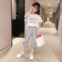 Girls summer suits Western style 2020 new fashion childrens clothing trend net red summer sports and leisure two-piece suit