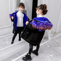 Girls pie overcomes cotton clothes winter style removable liner mid-length foreign style plus velvet jacket 2022 new big boy tide