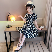 Small daisy dress girls summer waist Korean version floral skirt childrens clothing foreign style net red princess chiffon skirt tide