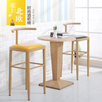 Wrought iron New bar chair stool European home backrest bar chair modern simple coffee high foot chair stool