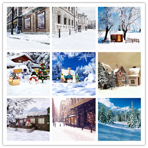 New snow photography background cloth children's photo studio photography background wall winter outdoor street snow photography background