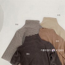 Self-retained children on Korean childrens wear 21 autumn winter new style boys and girls brushed cotton semi-turtleneck T-shirt undershirt