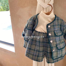 Girls small fragrance set quality Korean childrens clothing 2022 spring and autumn foreign style childrens baby two-piece set