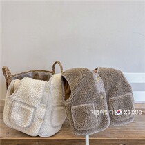 Childrens Vest Korean Childrens Wear 2021 Autumn Winter New Baby Foreign Lamb Down Thick Single-Breasted Insulating Vest
