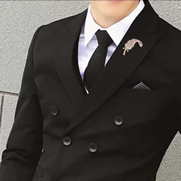 Cao cấp vai trâm lá nam phiên bản Hàn Quốc của kim cương nạm lông kim cương nữ hoang dã pin đầy đủ kim cương lá trâm huy hiệu kute