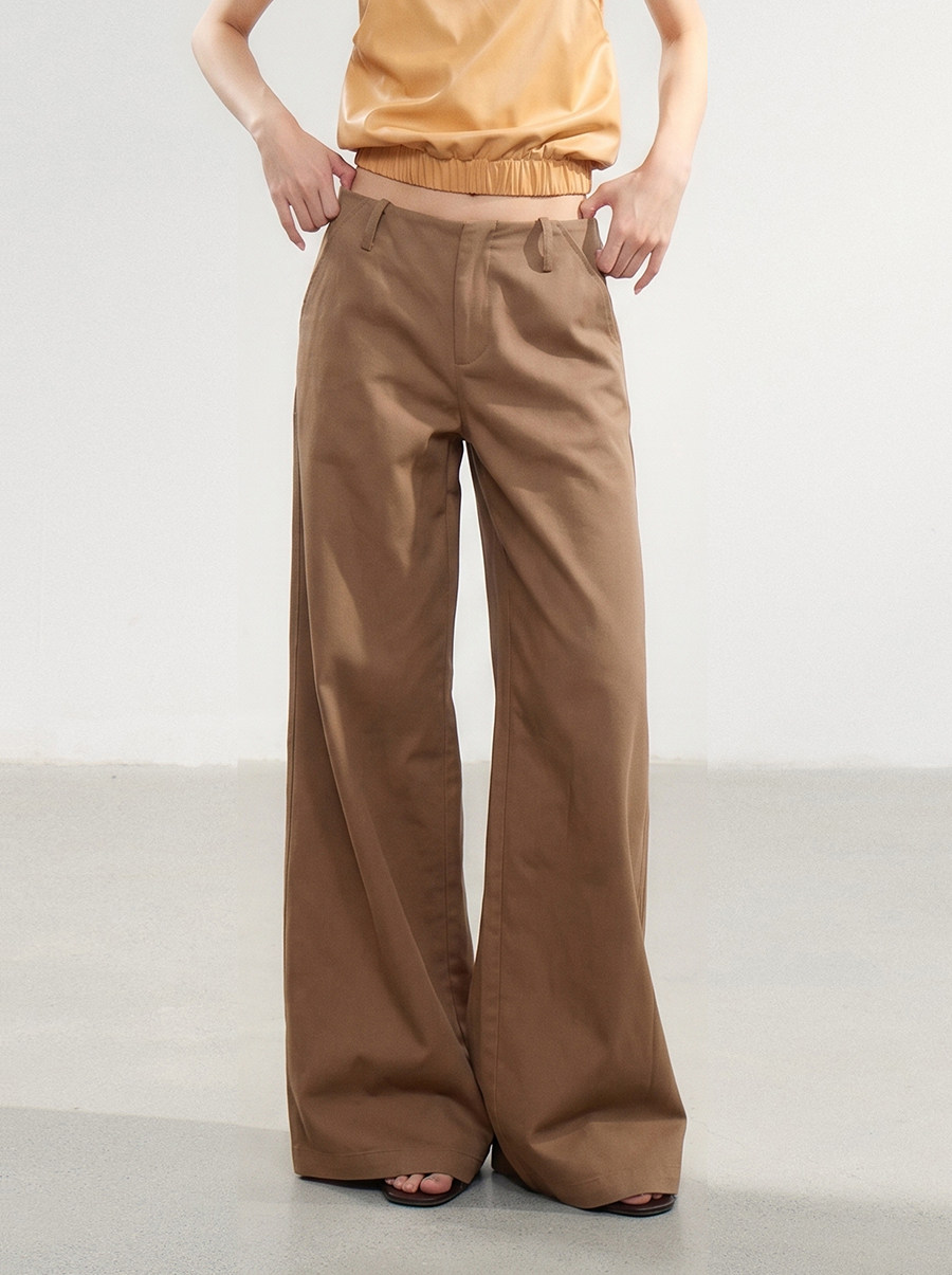 WITHMIN Brown Low-Waist Straight-Leg Trousers