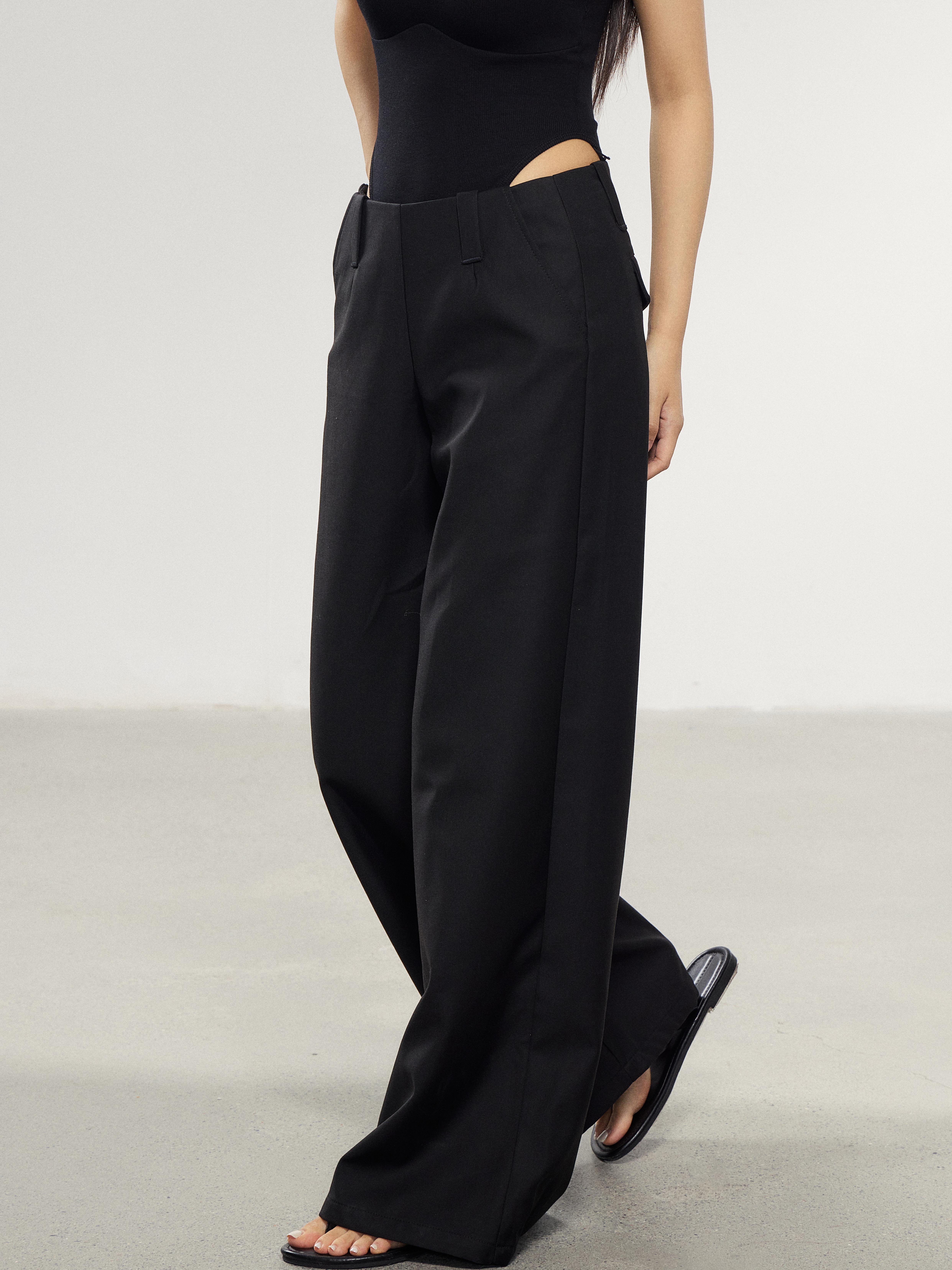 WITHMIN Black Low-Waist Wide-Leg Trousers