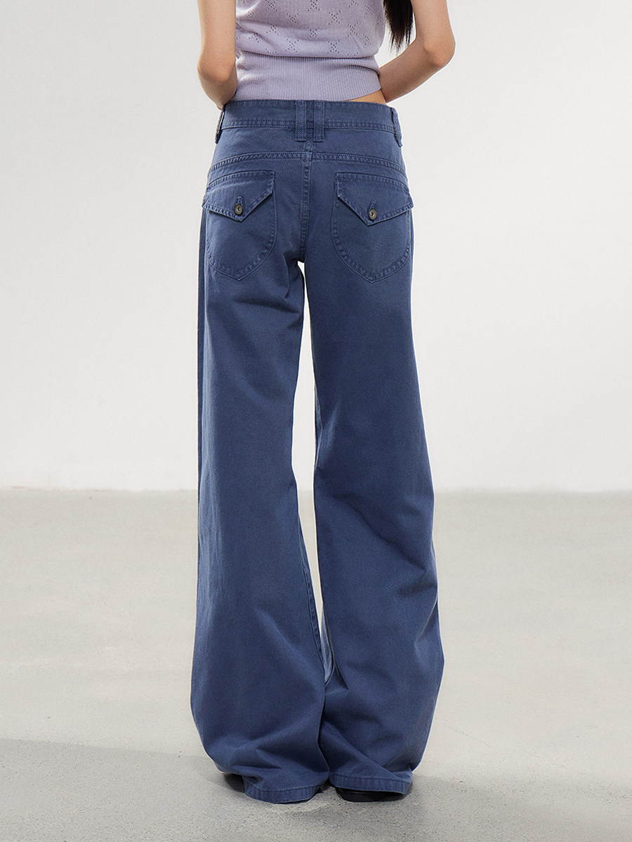 WITHMIN Dark Blue Low-Rise Straight-Leg Jeans