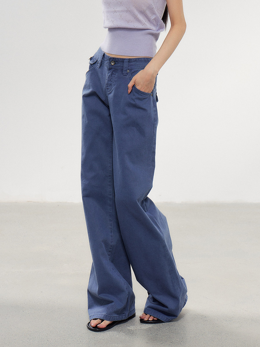 WITHMIN Dark Blue Low-Rise Straight-Leg Jeans