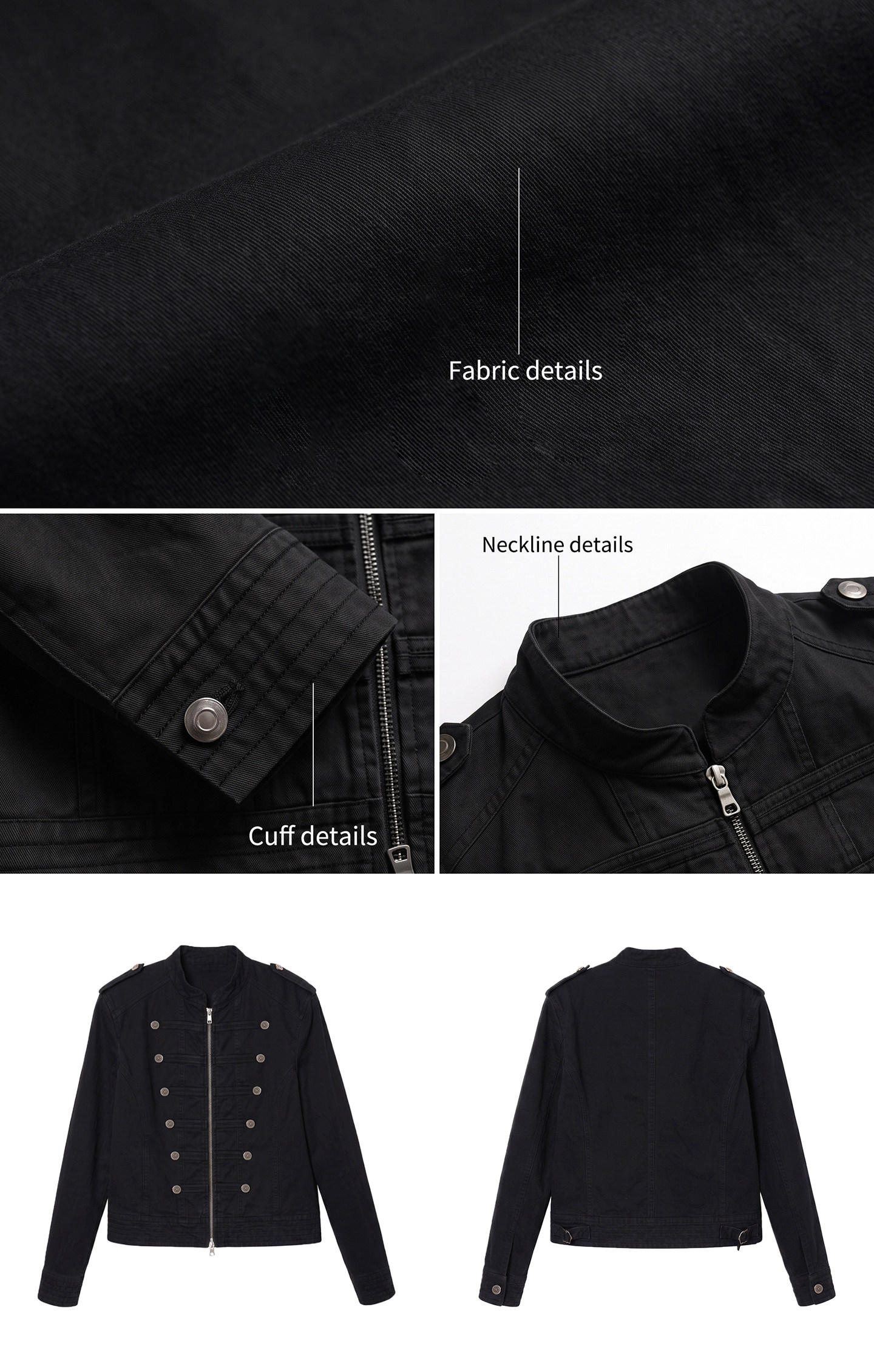 WITHMIN Black Zip-Up Cropped Jacket
