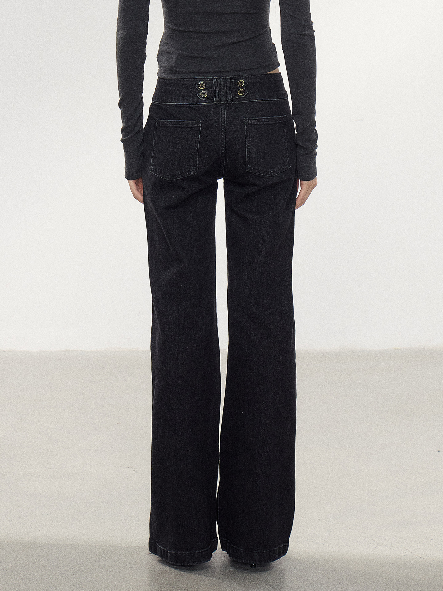 WITHMIN Black Low-Rise Flared Jeans