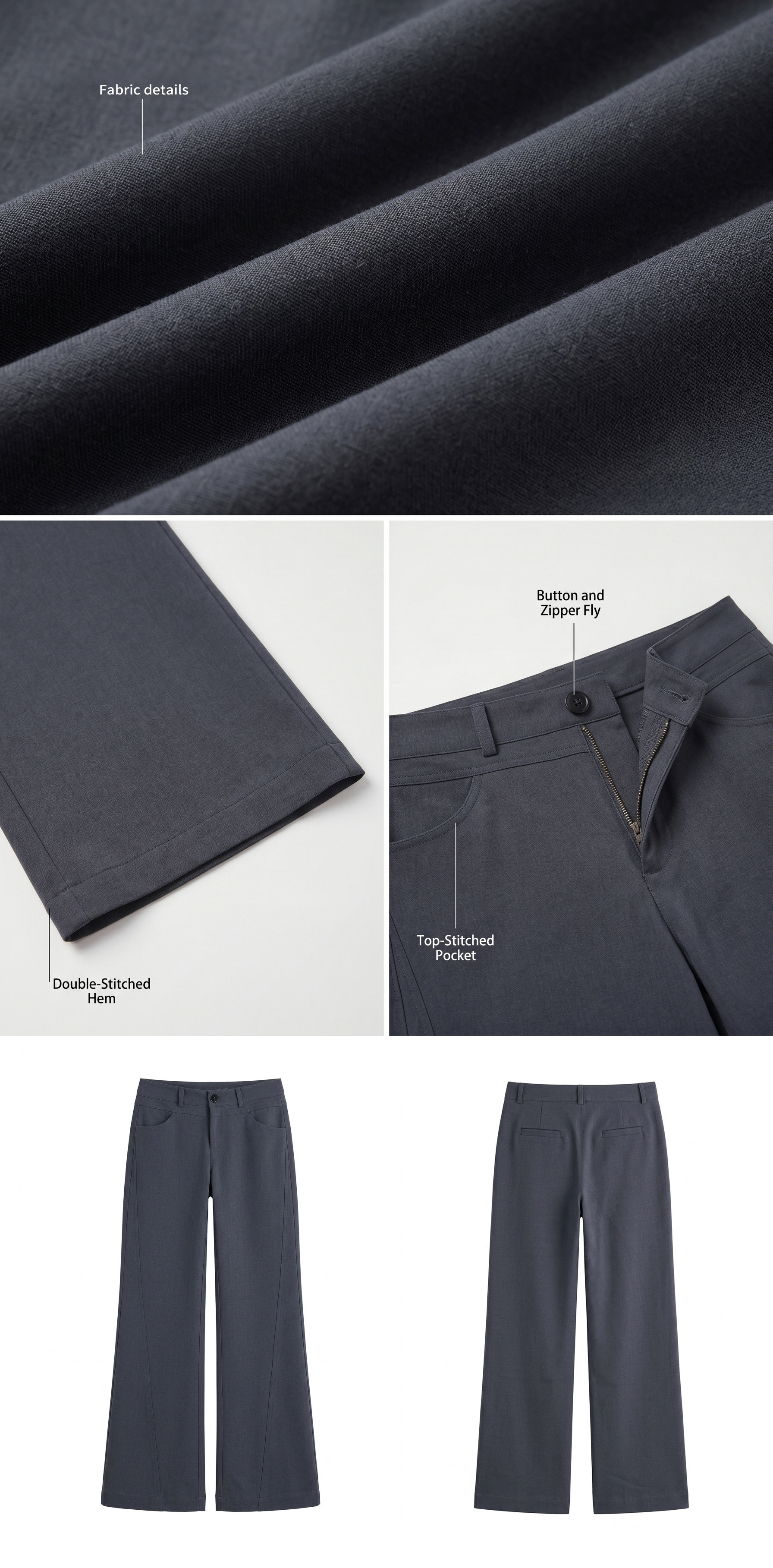 WITHMIN Dark Blue Low-Waist Straight-Leg Trousers