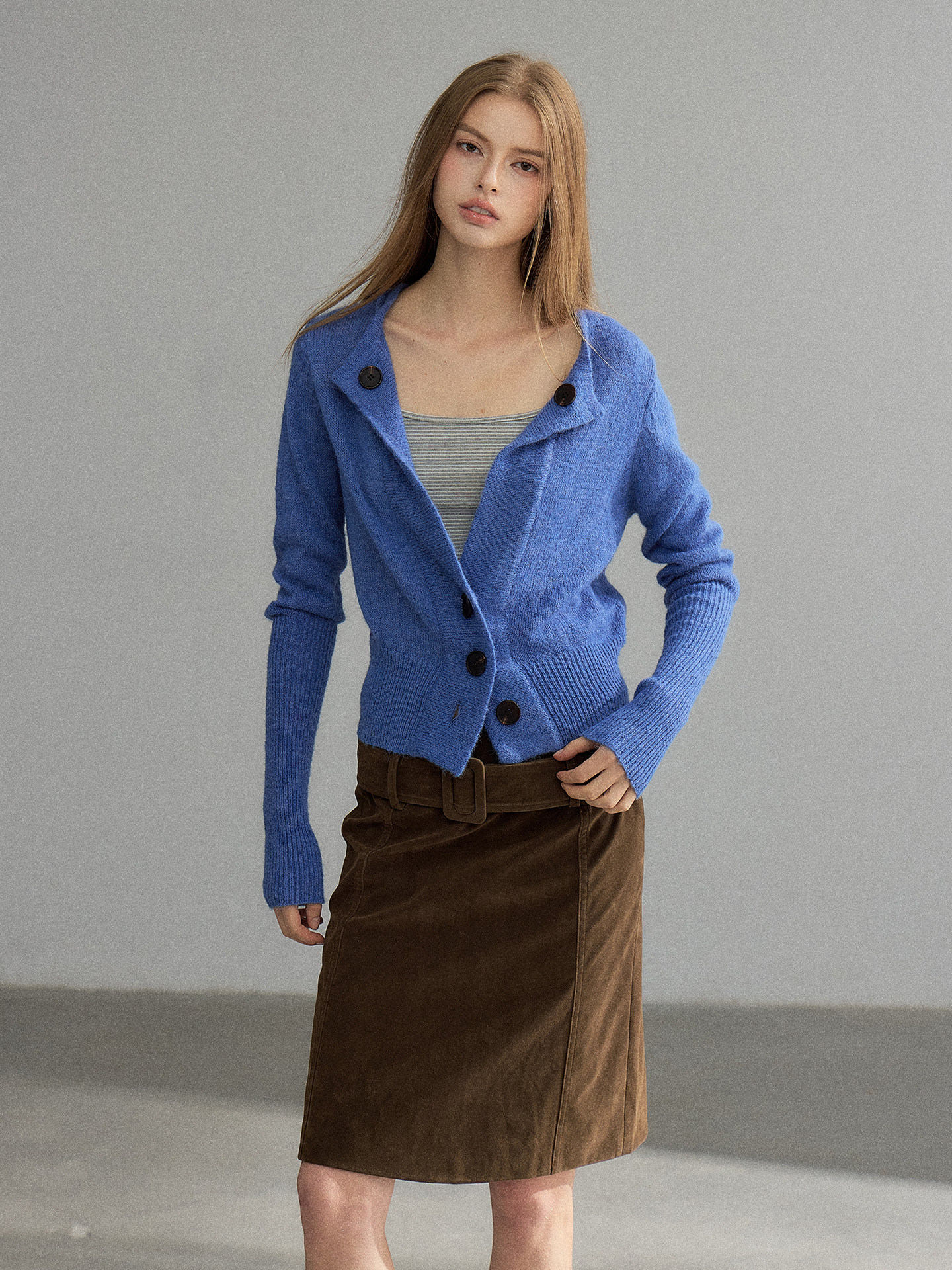 WITHMIN Blue Open-Front Cardigan