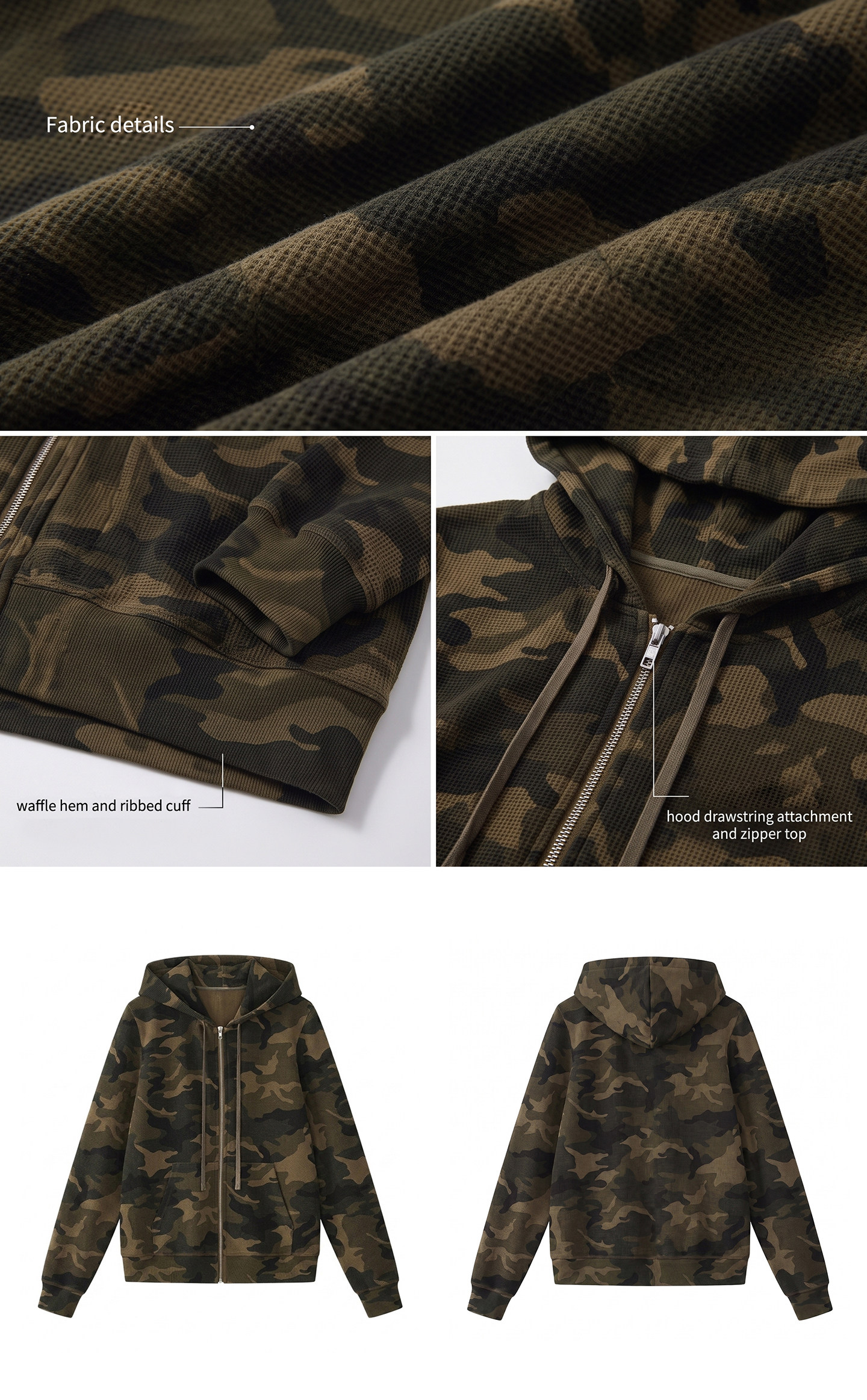WITHMIN Camouflage Zip-Up Hoodie
