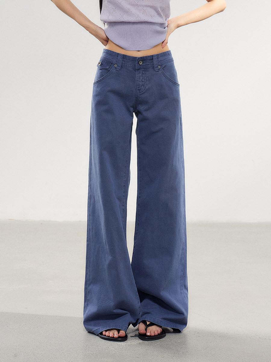 WITHMIN Dark Blue Low-Rise Straight-Leg Jeans