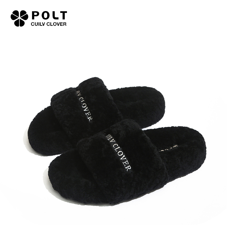 Polt Genuine Leather Lamb Wool Slippers for Women 2026 Spring and Autumn New Style Fur Integrated Warm Slip-On Indoor and Outdoor Non-Slip
