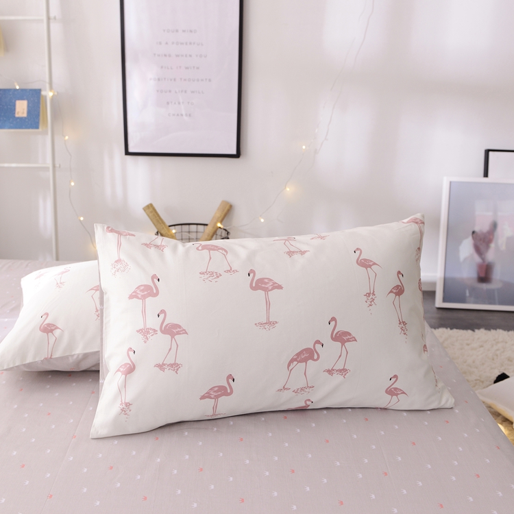 Ins hồng cô gái tim flamingo cotton giường ba bộ 1.2 m cotton quilt cover dễ thương sheets bốn bộ