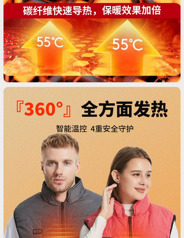 Áo sưởi thông minh áo sưởi ấm cho nam sạc ấm cơ thể ngoài trời sưởi ấm bằng điện quần áo sưởi ấm áo khoác cotton cho nữ áo sưởi ấm chạy bằng pin