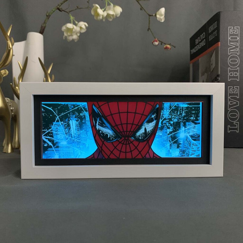 Marvel Spider-Man Peripheral Chassis Ornaments Bedroom Desktop Atmosphere Decoration Night Light Birthday Gift Paper Carving Light Box